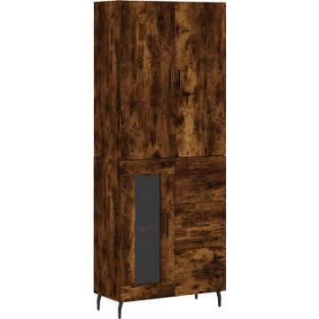 vidaXL Hoge kast 69,5x34x180 cm bewerkt hout gerookt eikenkleurig