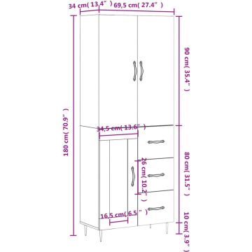 vidaXL-Hoge-kast-69,5x34x180-cm-bewerkt-hout-wit