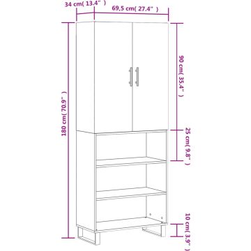 vidaXL-Hoge-kast-69,5x34x180-cm-bewerkt-hout-betongrijs