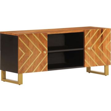 vidaXL-Tv-meubel-105x33,5x46-cm-massief-mangohout-bruin-en-zwart