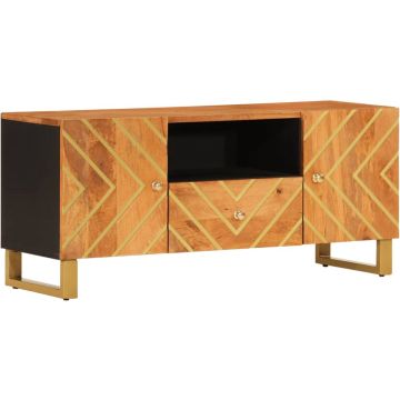 vidaXL-Tv-meubel-105x33,5x46-cm-massief-mangohout-bruin-en-zwart