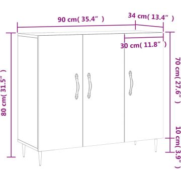 vidaXL-Dressoir-90x34x80-cm-bewerkt-hout-grijs-sonoma-eikenkleurig