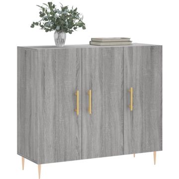 vidaXL Dressoir 90x34x80 cm bewerkt hout grijs sonoma eikenkleurig