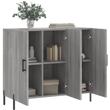 vidaXL Dressoir 90x34x80 cm bewerkt hout grijs sonoma eikenkleurig