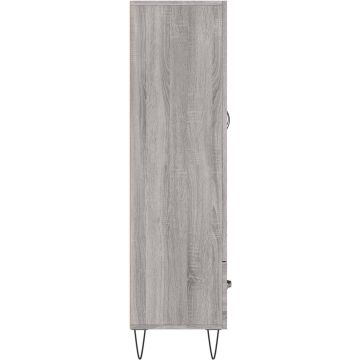 vidaXL Hoge kast 69,5x31x115 cm bewerkt hout grijs sonoma eikenkleurig