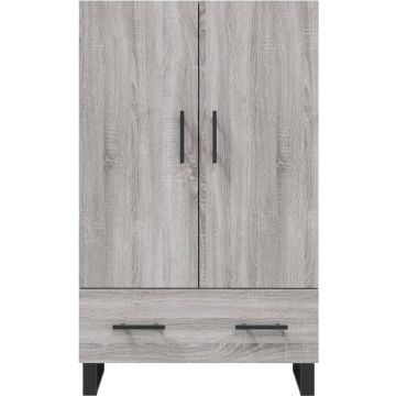 vidaXL Hoge kast 69,5x31x115 cm bewerkt hout grijs sonoma eikenkleurig