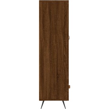 vidaXL Hoge kast 69,5x31x115 cm bewerkt hout bruineikenkleurig