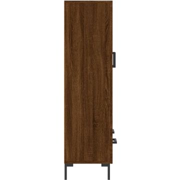 vidaXL Hoge kast 69,5x31x115 cm bewerkt hout bruineikenkleurig