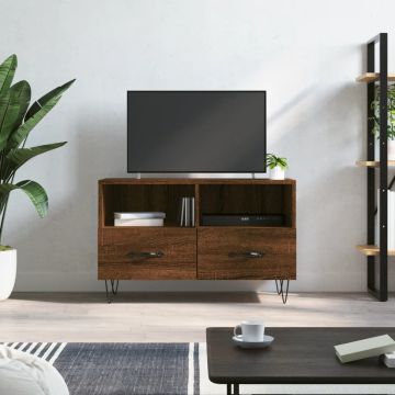 vidaXL Tv-meubel 80x36x50 cm bewerkt hout bruineikenkleurig