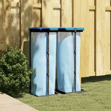 vidaXL Vuilniszakhouders 2 st 120 L PP zwart en blauw