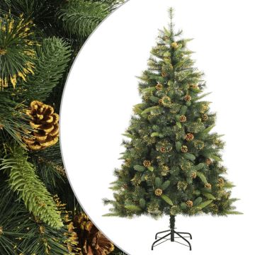 vidaXL-Kunstkerstboom-met-scharnieren-en-dennenappels-180-cm