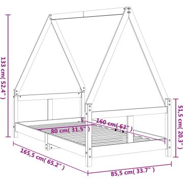 vidaXL-Kinderbedframe-80x160-cm-massief-grenenhout-zwart