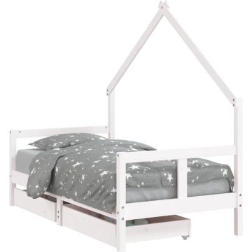 vidaXL-Kinderbedframe-met-lades-80x160-cm-massief-grenenhout-wit