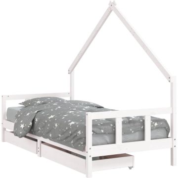 vidaXL-Kinderbedframe-met-lades-90x200-cm-massief-grenenhout-wit