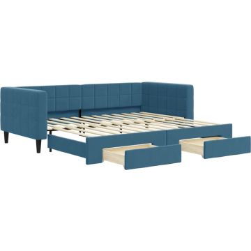 vidaXL-Slaapbank-met-onderschuifbed-en-lades-90x200-cm-fluweel-blauw