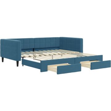 vidaXL-Slaapbank-met-onderschuifbed-en-lades-100x200-cm-fluweel-blauw