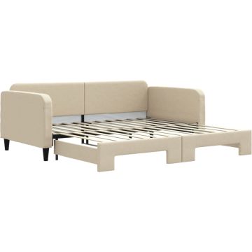 vidaXL-Slaapbank-met-onderschuifbed-100x200-cm-stof-crèmekleurig