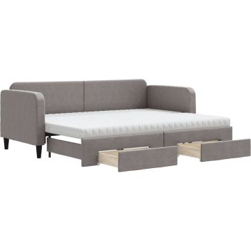 vidaXL-Slaapbank-met-onderschuifbed-en-lades-80x200-cm-stof-taupe