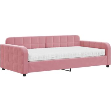 vidaXL-Slaapbank-met-matras-100x200-cm-fluweel-roze