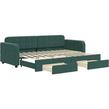 vidaXL-Slaapbank-onderschuifbed-en-lades-80x200-cm-fluweel-donkergroen