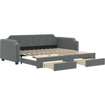 vidaXL-Slaapbank-onderschuifbed-en-lades-80x200-cm-stof-donkergrijs