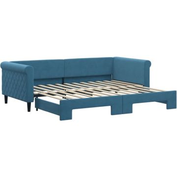 vidaXL-Slaapbank-met-onderschuifbed-90x200-cm-fluweel-blauw