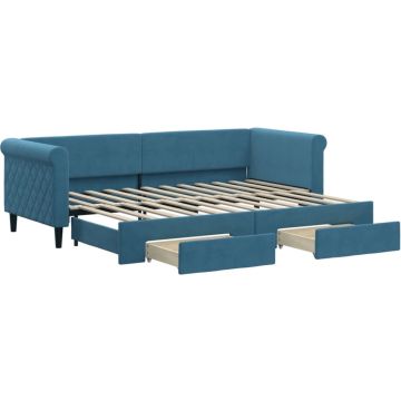 vidaXL-Slaapbank-met-onderschuifbed-en-lades-80x200-cm-fluweel-blauw