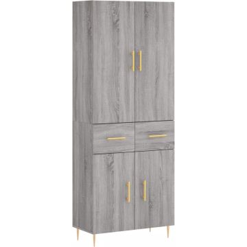 vidaXL Hoge kast 69,5x34x180 cm bewerkt hout grijs sonoma eikenkleurig