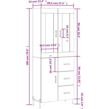 vidaXL-Hoge-kast-69,5x34x180-cm-bewerkt-hout-hoogglans-wit