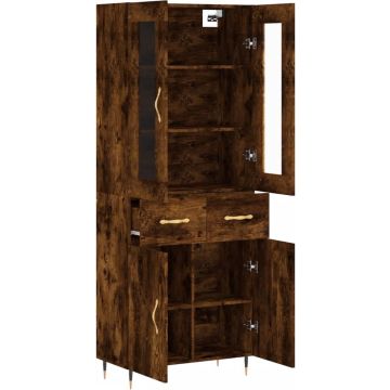 vidaXL Hoge kast 69,5x34x180 cm bewerkt hout gerookt eikenkleurig