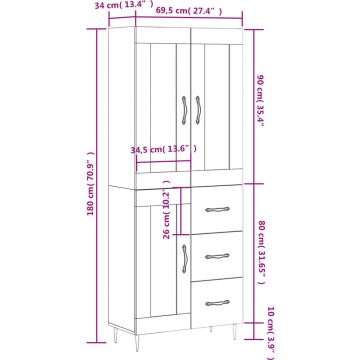 vidaXL-Hoge-kast-69,5x34x180-cm-bewerkt-hout-gerookt-eikenkleurig