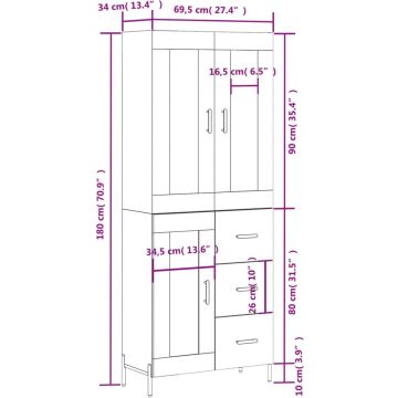 vidaXL-Hoge-kast-69,5x34x180-cm-bewerkt-hout-grijs-sonoma-eikenkleurig