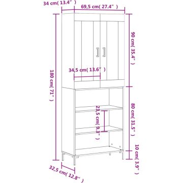 vidaXL-Hoge-kast-69,5x34x180-cm-bewerkt-hout-betongrijs