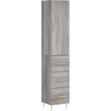 vidaXL-Hoge-kast-34,5x34x180-cm-bewerkt-hout-grijs-sonoma-eikenkleurig