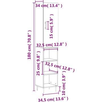 vidaXL-Hoge-kast-34,5x34x180-cm-bewerkt-hout-grijs-sonoma-eikenkleurig