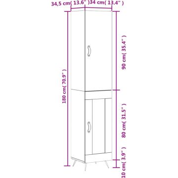 vidaXL-Hoge-kast-34,5x34x180-cm-bewerkt-hout-grijs-sonoma-eikenkleurig