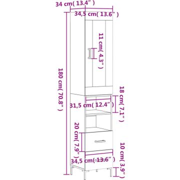 vidaXL-Hoge-kast-34,5x34x180-cm-bewerkt-hout-grijs-sonoma-eikenkleurig