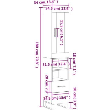 vidaXL-Hoge-kast-34,5x34x180-cm-bewerkt-hout-zwart