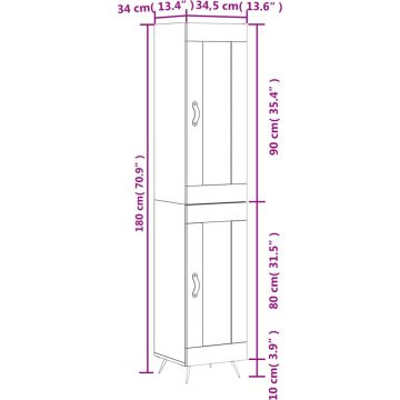 vidaXL-Hoge-kast-34,5x34x180-cm-bewerkt-hout-zwart