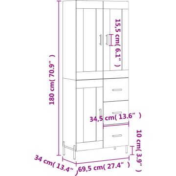 vidaXL-Hoge-kast-69,5x34x180-cm-bewerkt-hout-grijs-sonoma-eikenkleurig