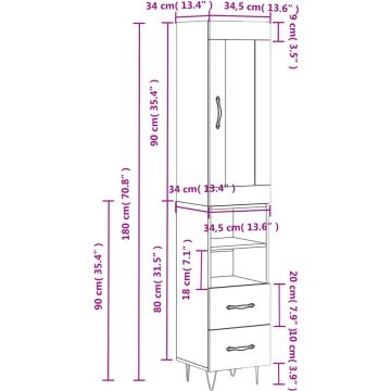 vidaXL-Hoge-kast-34,5x34x180-cm-bewerkt-hout-hoogglans-wit