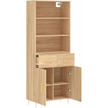 vidaXL Hoge kast 69,5x34x180 cm bewerkt hout sonoma eikenkleurig