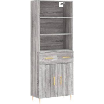 vidaXL Hoge kast 69,5x34x180 cm bewerkt hout grijs sonoma eikenkleurig