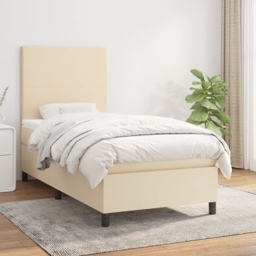 vidaXL Boxspring met matras stof crèmekleurig 80x200 cm