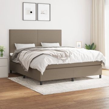 vidaXL Boxspring met matras stof taupe 160x200 cm