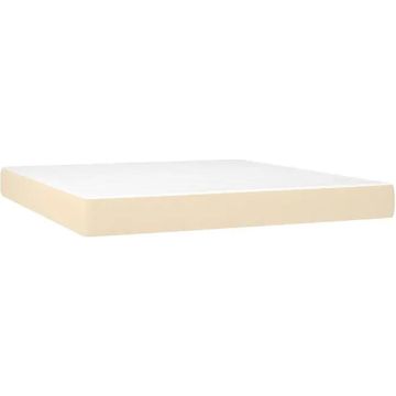 vidaXL Boxspring met matras stof crèmekleurig 160x200 cm