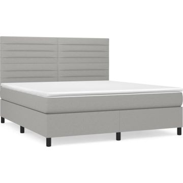 vidaXL-Boxspring-met-matras-stof-lichtgrijs-180x200-cm