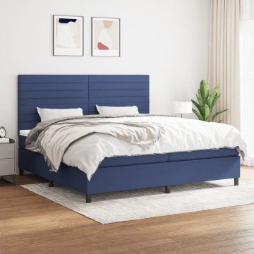 vidaXL Boxspring met matras stof blauw 200x200 cm