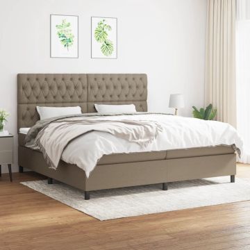 vidaXL Boxspring met matras stof taupe 200x200 cm