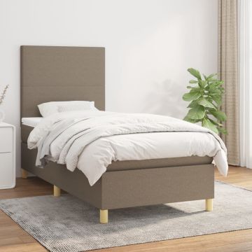 vidaXL Boxspring met matras stof taupe 80x200 cm